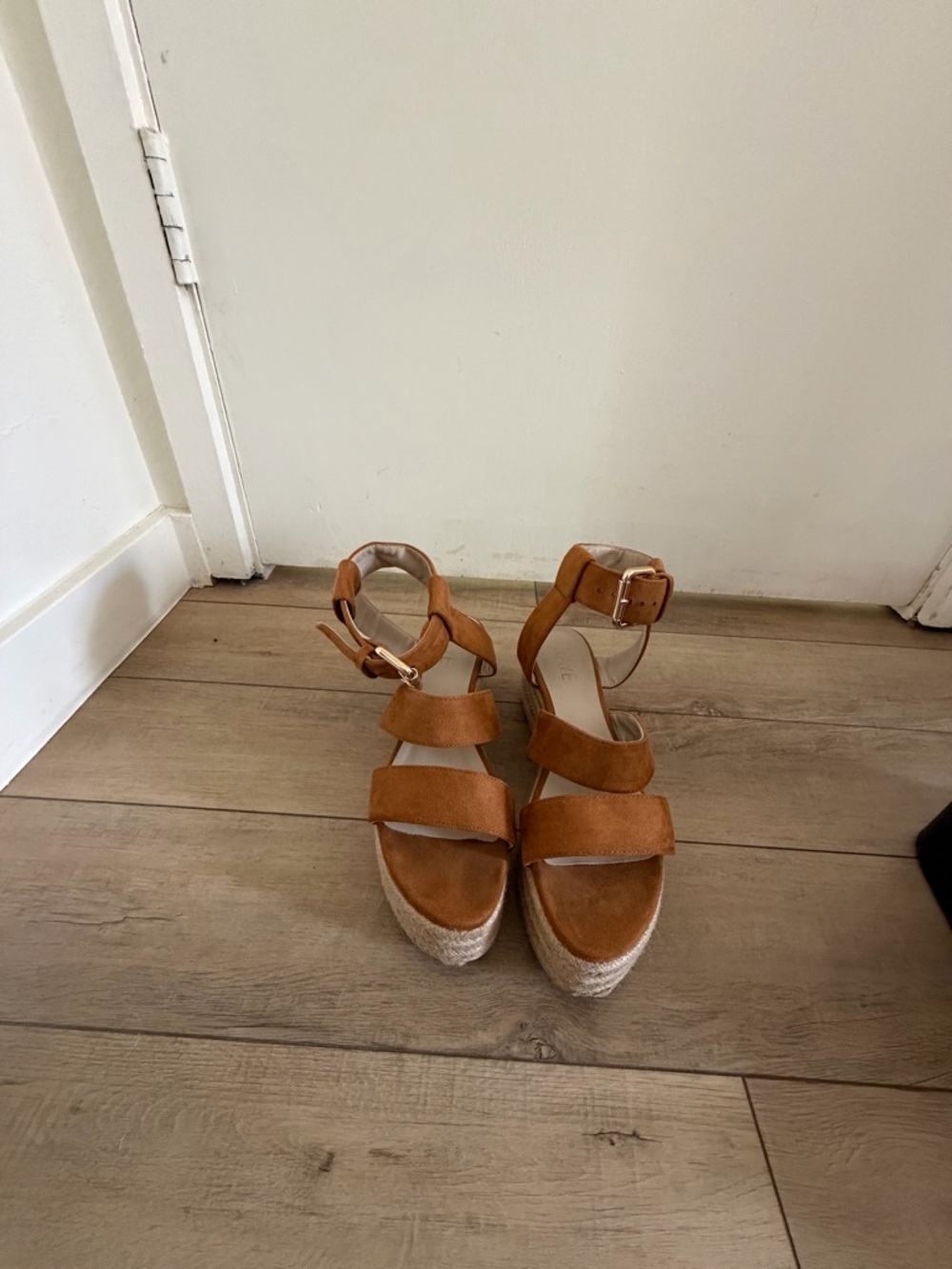 RAYE Cognac Tan Espadrille Wedge Sandals